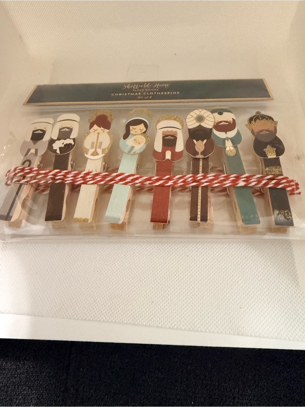 Sheffield Home Nativity Clothespins – Red, Teal, Cream, Black, Gold